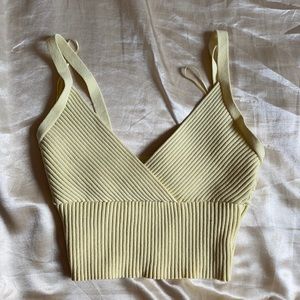 Light Yellow Ribbed Crop Top